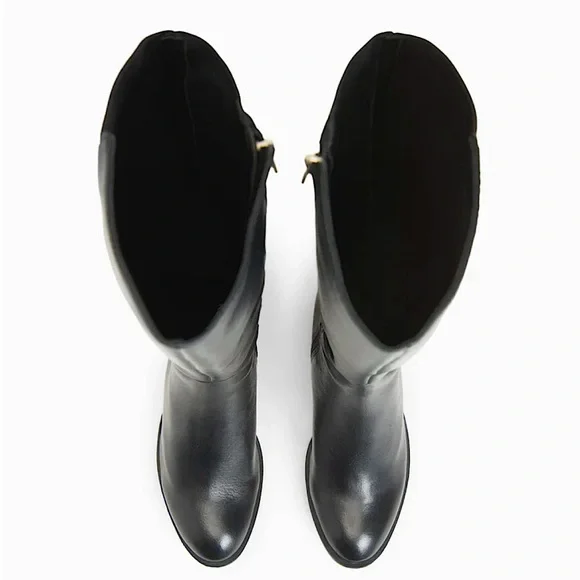 Kenneth Cole New York Levon Leather and Rib Knit Riding Boots Women s Size 5. Shoes